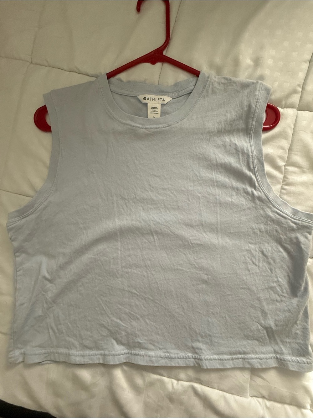 Athleta Light Blue Sleeveless Crop Muscle Tee